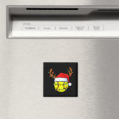 Christmas Softball Xmas Santa Srts Hat Mens Womens マグネット (インサイチュ (食洗機))