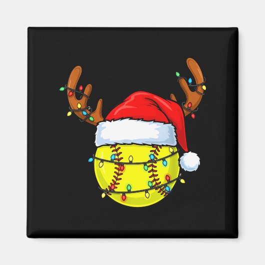 Christmas Softball Xmas Santa Srts Hat Mens Womens マグネット (正面)