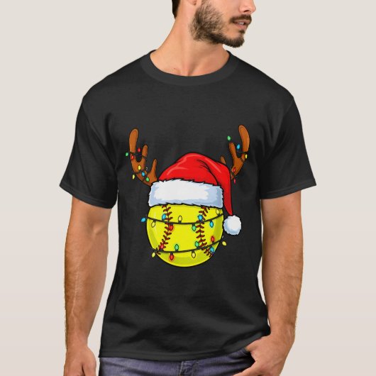 Christmas Softball Xmas Santa Srts Hat Mens Womens Tシャツ (正面)