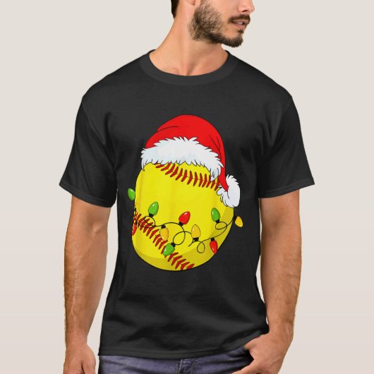 Christmas Softball Xmas Santa Srts Hat Mens Womens Tシャツ (正面)