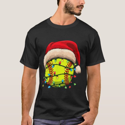 Christmas Softball Xmas Santa Srts Hat Mens Womens Tシャツ (正面)