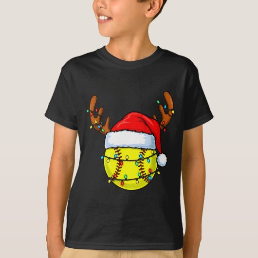 Christmas Softball Xmas Santa Srts Hat Mens Womens Tシャツ (正面)