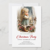 Christmas Soirée Invitation Cute Girl Holiday Scen 招待状 (正面)