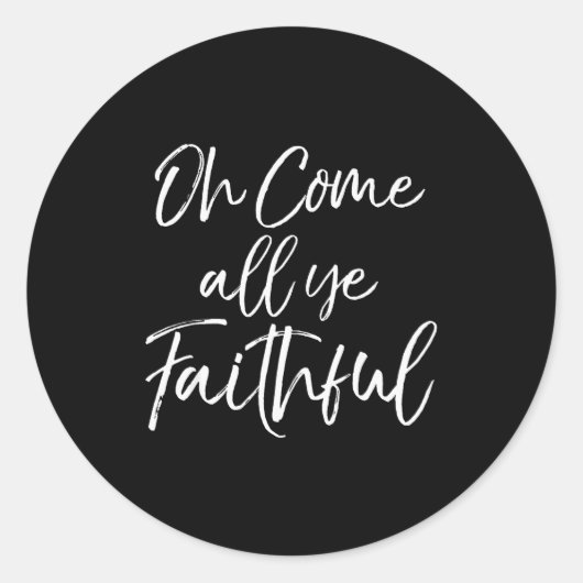 Christmas Song Lyric Christian Quote Oh Come All Y ラウンドシール (正面)