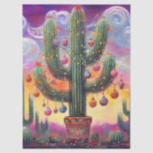 Christmas Southwest Saguaro Cactus Decoupage 薄葉紙 (正面)