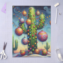 Christmas Southwest Saguaro Cactus Decoupage 薄葉紙