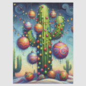 Christmas Southwest Saguaro Cactus Decoupage 薄葉紙 (正面)