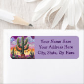 Christmas Southwest Saguaro Cactus Return Address ラベル (インサイチュ)