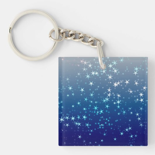 Christmas Sparkles Stars Blue Sky キーホルダー (正面)