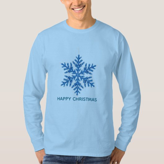 Christmas Sparkling Blue Crystal Snowflake Tシャツ (正面)