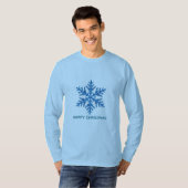 Christmas Sparkling Blue Crystal Snowflake Tシャツ (正面フル)