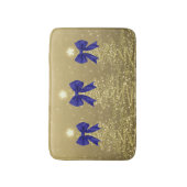 Christmas Sparkling Trees Gold Faux Navy Bow  バスマット (正面縦)