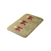 Christmas Sparkling Trees Gold Faux Red Bow  バスマット (アングル)