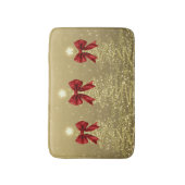 Christmas Sparkling Trees Gold Faux Red Bow  バスマット (正面縦)