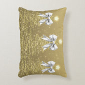 Christmas Sparkling Trees Gold Faux Silver Bow  アクセントクッション (正面(垂直))