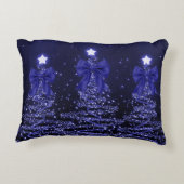 Christmas Sparkling Trees Navy Blue Faux Bow  アクセントクッション (裏面)
