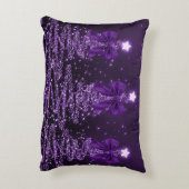 Christmas Sparkling Trees Purple Faux Bow  アクセントクッション (裏面(縦))