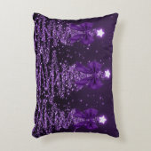 Christmas Sparkling Trees Purple Faux Bow  アクセントクッション (正面(垂直))