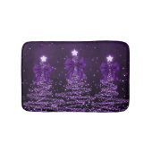 Christmas Sparkling Trees Purple Faux Bow  バスマット (正面)