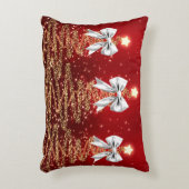 Christmas Sparkling Trees Red Gold Silver Bow アクセントクッション (正面(垂直))