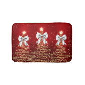 Christmas Sparkling Trees Red Gold Silver Bow バスマット (正面)