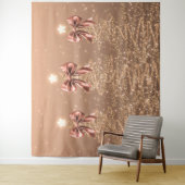 Christmas Sparkling Trees Rose Gold Faux Bow  タペストリー (インサイチュ)