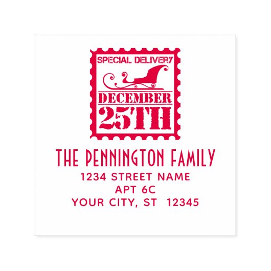 Christmas Special Delivery Name Return Address セルフインキングスタンプ (デザイン)
