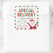 Christmas Special Delivery North Pole Santa Kids スクエアシール (バッグ)