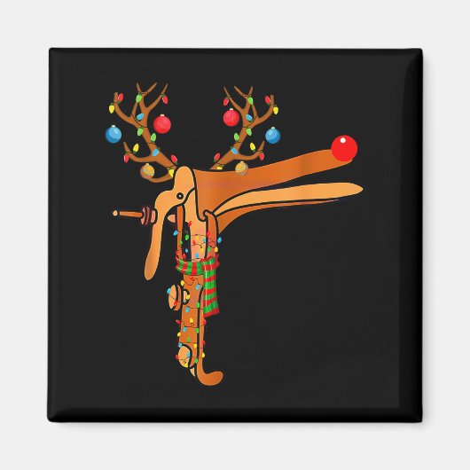 Christmas Speculum Reindeer Funny Xmas Nurse Midwi マグネット (正面)