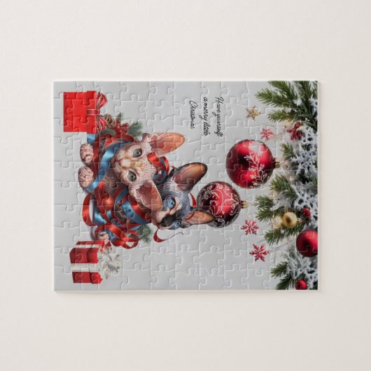 Christmas Sphynx Kittens ジグソーパズル (横)