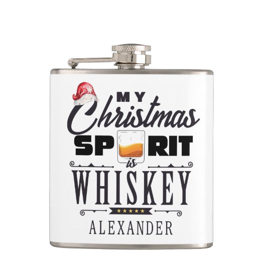 Christmas Spirit Is Whiskey Bourbon Xmas Gift フラスク (正面)