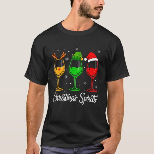 Christmas Spirits Glasses Of Wine Xmas Holidays Pa Tシャツ (正面)
