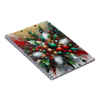 Christmas Splatter / White Bursts Spiral Notebook ノートブック