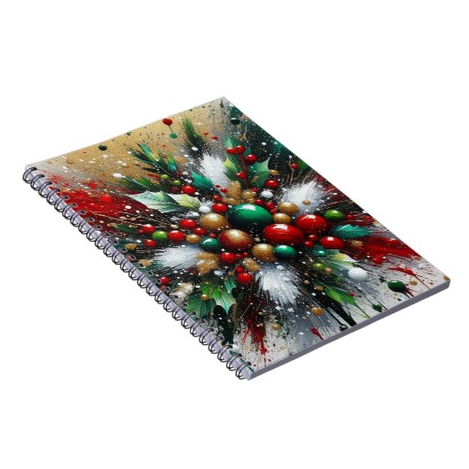 Christmas Splatter / White Bursts Spiral Notebook ノートブック (右側)