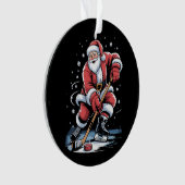 Christmas Sports Santa Plays Ice Hockey Xmas オーナメント (正面)