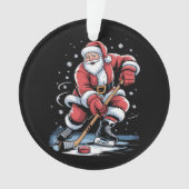 Christmas Sports Santa Plays Ice Hockey Xmas オーナメント (正面)