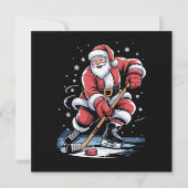 Christmas Sports Santa Plays Ice Hockey Xmas  招待状 (正面)