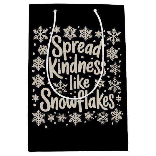 Christmas Spread Kindness Like Snowflakes Xmas ミディアムペーパーバッグ (正面)