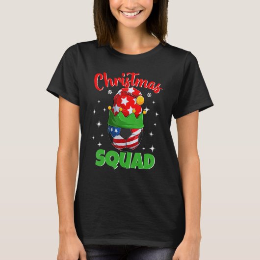 Christmas Squad Elf Soccer Family Matching Pajam Tシャツ (正面)
