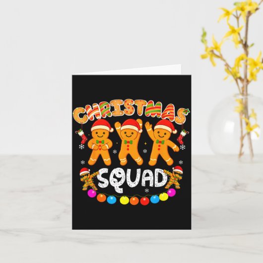 Christmas Squad Funny Xmas Gingerbread Family Matc カード (黄色い花)