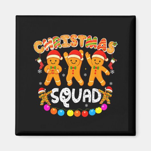 Christmas Squad Funny Xmas Gingerbread Family Matc マグネット (正面)