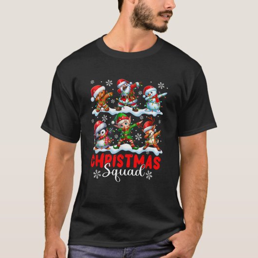 Christmas Squad Group Dabbing Gingerbread Santa El Tシャツ (正面)