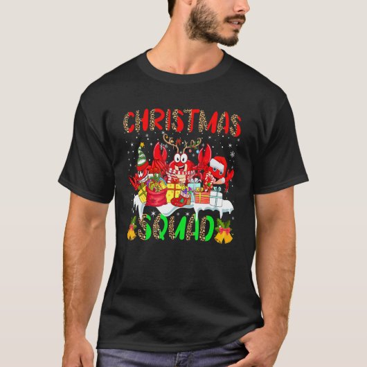 Christmas Squad Leopard Three Santa Reindeer Elf C Tシャツ (正面)