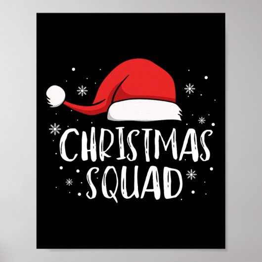 Christmas Squad Light Red Santa Hat Family Matchin ポスター (正面)
