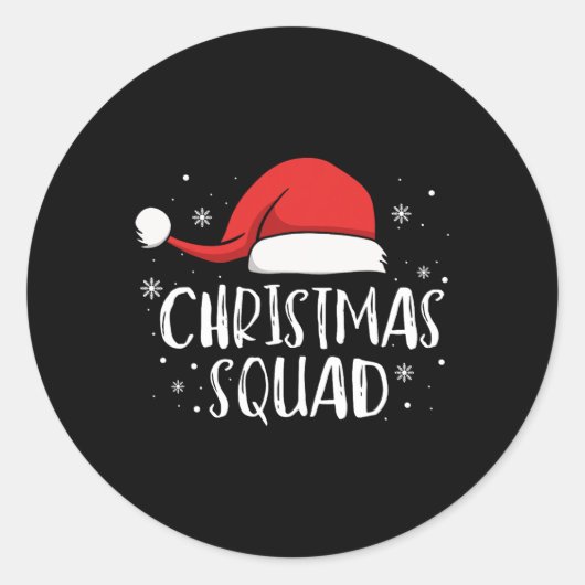 Christmas Squad Light Red Santa Hat Family Matchin ラウンドシール (正面)