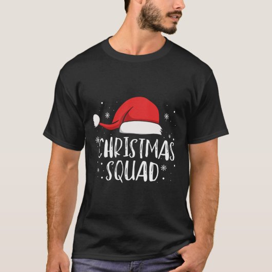 Christmas Squad Light Red Santa Hat Family Matchin Tシャツ (正面)