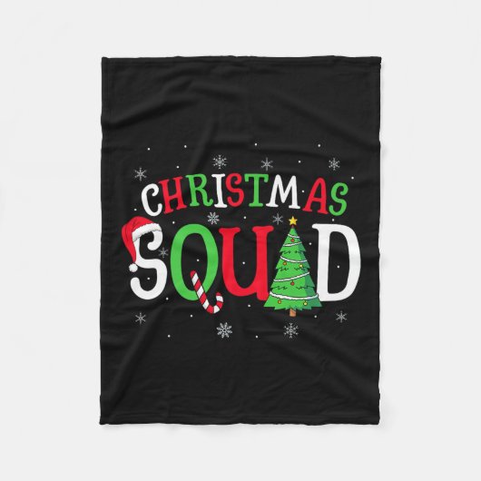 Christmas Squad Matching Family Group Santa Elf Sq フリースブランケット (正面)