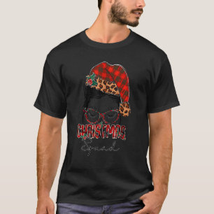 Christmas Squad Merry Christmas Messy Bun Xmas Gir Tシャツ