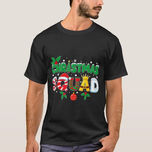 Christmas Squad Merry Xmas Family Holiday Snow Elf Tシャツ (正面)
