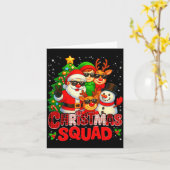 Christmas Squad Plaid Santa Snowman Elf Rudolph Xm カード (黄色い花)